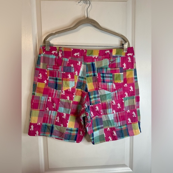 Walt Disney World Women’s Mickey Mouse Madras Plaid Patchwork Shorts Size Large - Picture 4 of 7